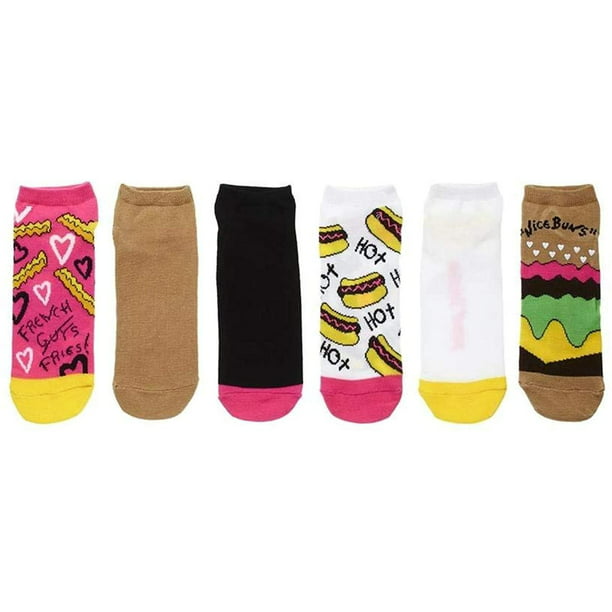 5 Pk BETSEY JOHNSON Casual Socks Ladies 9-11 Multi-Colored Grrrr! 